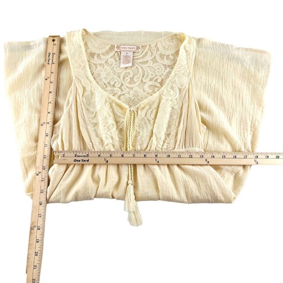 Flying Tomato Women's size Medium Dress Boho Embroidered Sleeveless Short Ivory - Picture 2 of 4